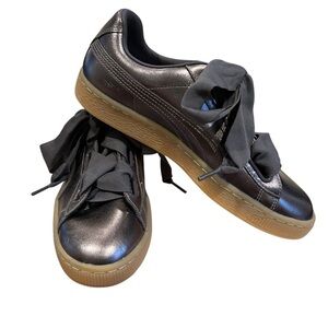 Puma Basket Heart Luxe Metallic Leather Athletic Fashion Sneakers